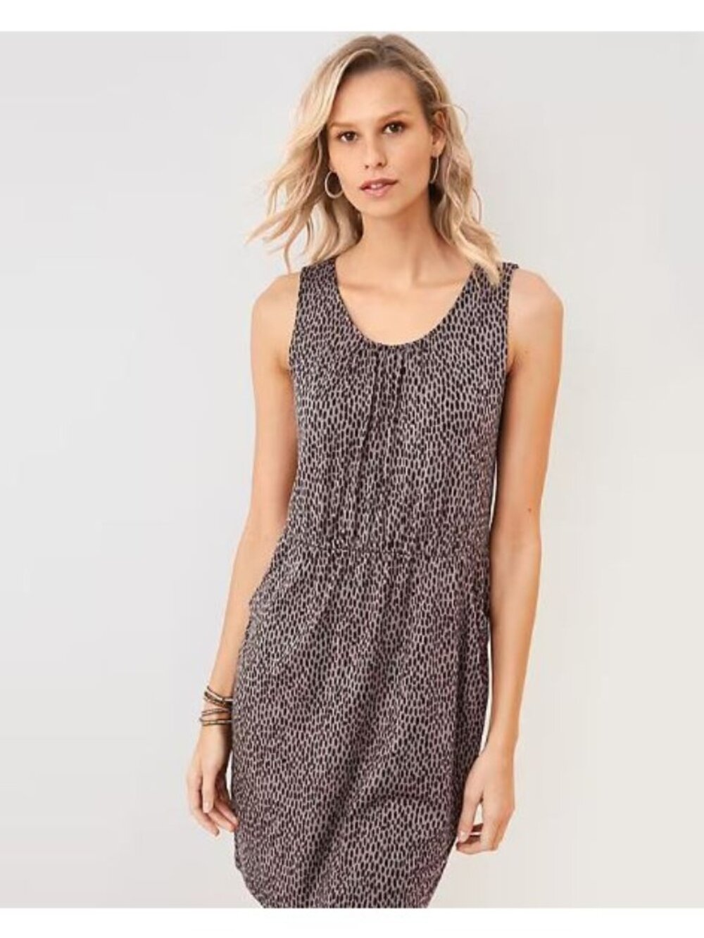 Banana Republic Dress Size Small Black White Abstract Silk Linen Sleeveless